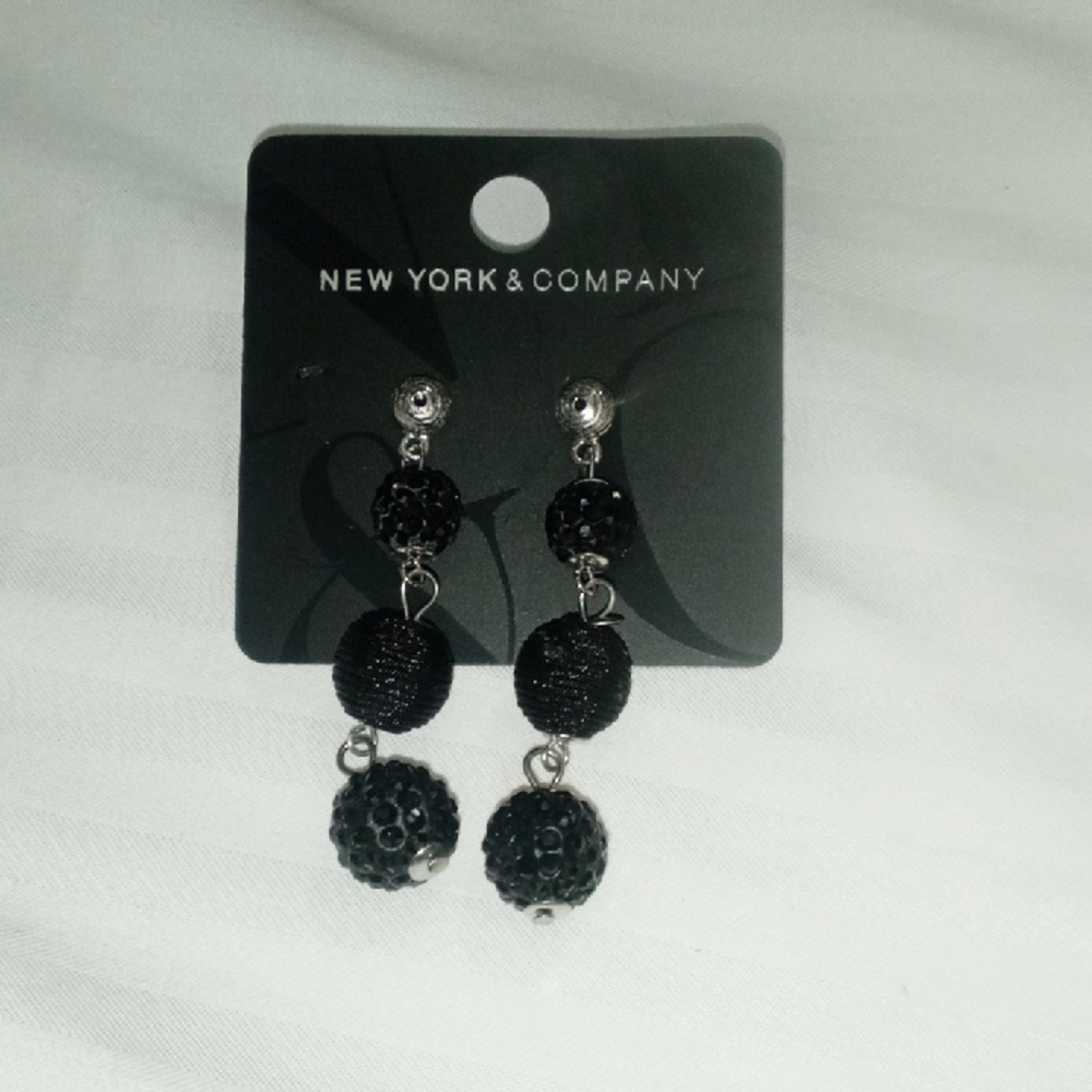 New York & Company Black Beaded Earrings